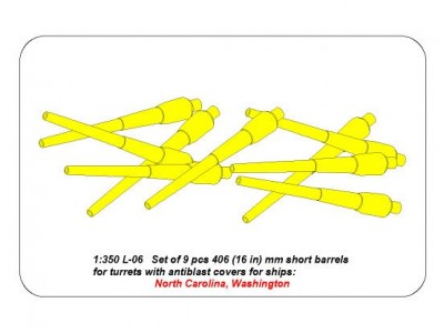 Set of 9pcs 406mm short barrels for US ships for turrets with antiblast covers: North Carolina, Washington - 6