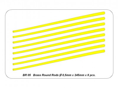 Brass  round rods Ø 0,5mm length 245mm x 8 pcs. - 3