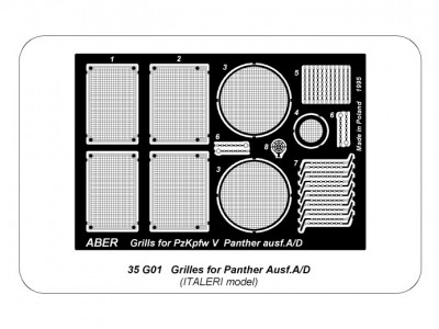 Grilles for german tank Grilles for PzKpfw V Ausf.A/D ''Panther'' (Sd.Kfz.181)