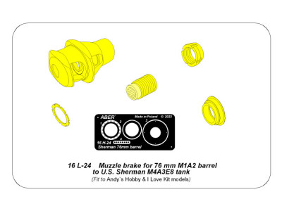 Muzzle brake for 76 mm M1A2 barrel to U.S. Sherman M4A3E8 tank
