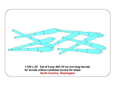 Set of 9pcs 406mm long barrels for US ships for turrets without antiblast covers: North Carolina, Washington - 6