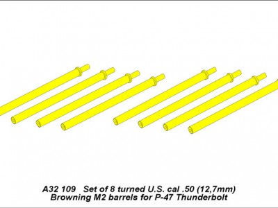 Set of 8 turned cal .50 (12,7mm) U.S. Browning M2 barrels for P-47 Thunderbolt - 7