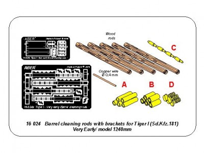 Barrel cleaning rods with brackets for Tiger I –very early model 1240mm - 13