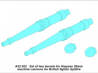 Set of two barrels for Hispano 20mm machine cannons for British fighter Spitfire - 4