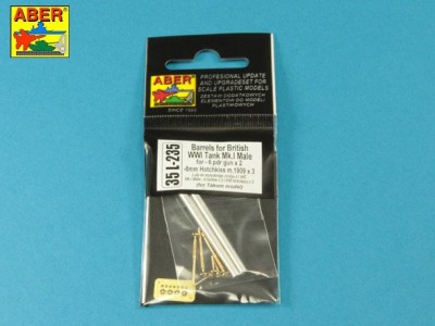 Barrels for British WWI Tank Mk.I Male – 6 pdr.  gun x 2 pcs.  8mm Hotchkiss m.1909 x 3 pcs. - 15